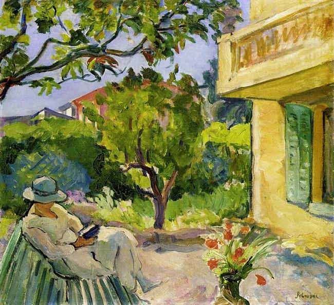 Lebasque, Henri Madame Lebasque Reading in the Garden